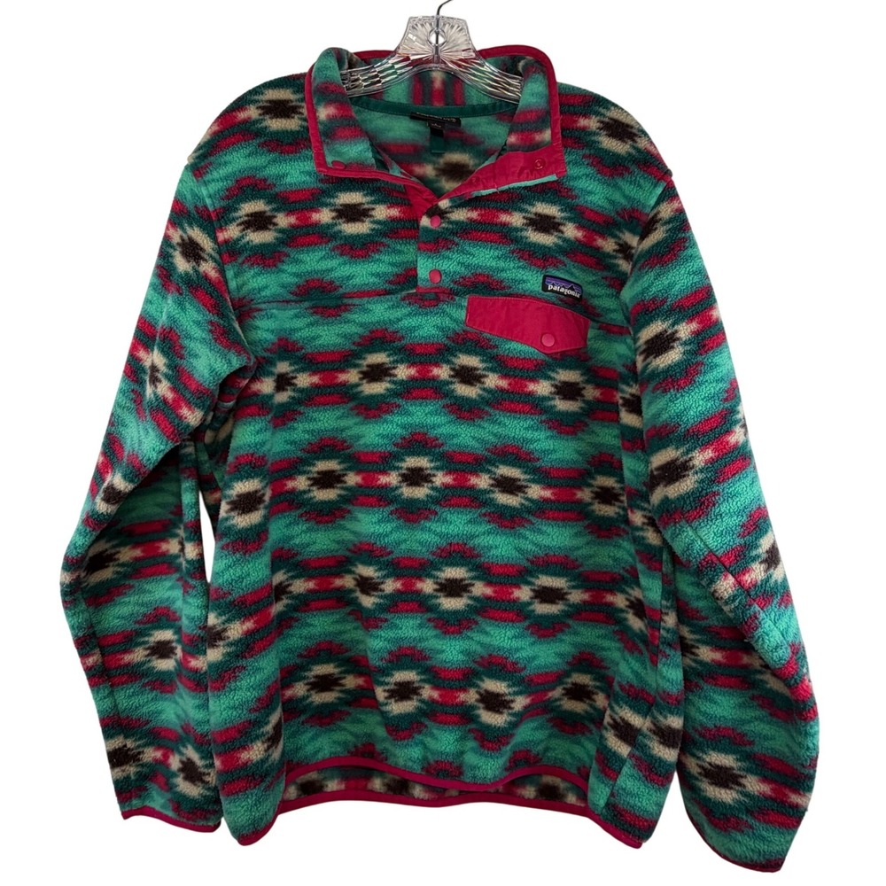 Patagonia Synchilla Snap T Wild Desert Southwestern Aztec Fleece Pullover Wms L‎